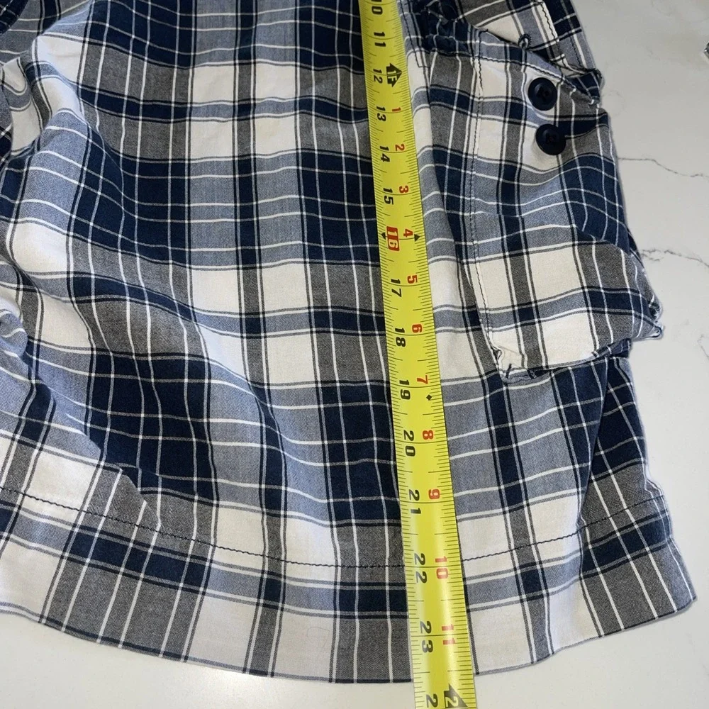 VTG Polo Ralph Lauren Shorts Mens 42 Blue Plaid‎ Cargo Preppy 90s Y2K Classic